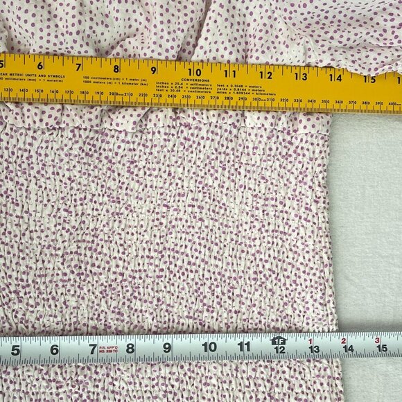 Isalis Puff Sleeve Smocked Ruffle Hem Square Neck Polka Dots Mini Dress Women S‎ - Picture 10 of 10